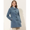 image:imageAllegra K Womens Single Breasted Pea Coats Peter Pan Collar Warm Winter Outwear Casual Work Office OvercoatGrey Blue