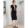 image:imageAllegra K Womens Suits 2 Piece Skirt Set Business Professional Outfits Short Sleeve Blazer Pencil Skirt SuitBlack