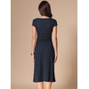 image:imageAllegra K Womens Vintage Retro Midi Polka Dot Dress  VNeck Cap Sleeve Contrast Trim 1950s Style ALine Summer OutfitsDark Blue