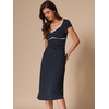 image:imageAllegra K Womens Vintage Retro Midi Polka Dot Dress  VNeck Cap Sleeve Contrast Trim 1950s Style ALine Summer OutfitsDark Blue