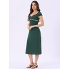 image:imageAllegra K Womens Vintage Retro Midi Polka Dot Dress  VNeck Cap Sleeve Contrast Trim 1950s Style ALine Summer OutfitsDark Green
