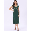 image:imageAllegra K Womens Vintage Retro Midi Polka Dot Dress  VNeck Cap Sleeve Contrast Trim 1950s Style ALine Summer OutfitsDark Green
