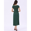 image:imageAllegra K Womens Vintage Retro Midi Polka Dot Dress  VNeck Cap Sleeve Contrast Trim 1950s Style ALine Summer OutfitsDark Green