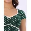 image:imageAllegra K Womens Vintage Retro Midi Polka Dot Dress  VNeck Cap Sleeve Contrast Trim 1950s Style ALine Summer OutfitsDark Green