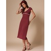 image:imageAllegra K Womens Vintage Retro Midi Polka Dot Dress  VNeck Cap Sleeve Contrast Trim 1950s Style ALine Summer OutfitsWine Red