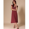 image:imageAllegra K Womens Vintage Retro Midi Polka Dot Dress  VNeck Cap Sleeve Contrast Trim 1950s Style ALine Summer OutfitsWine Red