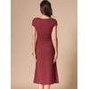 image:imageAllegra K Womens Vintage Retro Midi Polka Dot Dress  VNeck Cap Sleeve Contrast Trim 1950s Style ALine Summer OutfitsWine Red
