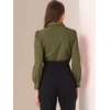 image:imageAllegra K Work Body Suits for Women Office Button Down Shirt Collared Long Sleeves Bodysuit TopArmy Green