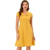 image:imageAllegra K Womens Cap Sleeve Cotton Shirtdress Work Collar Midi Button Down DressYellow