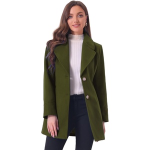 image:imageAllegra K Womens Elegant Overcoat Notched Shawl Collar Single Breasted Outerwear Winter Long CoatArmy Green
