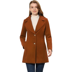 image:imageAllegra K Womens Elegant Overcoat Notched Shawl Collar Single Breasted Outerwear Winter Long CoatCaramel