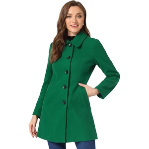 image:imageAllegra K Womens Single Breasted Pea Coats Peter Pan Collar Warm Winter Outwear Casual Work Office OvercoatGreen