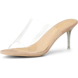 image:imageAllegra K Womens Stiletto Heel Platform Slide Sandals  3 inches Heel Slingback Comfortable PVC perfect for Evening Party Wedding Date NightNude
