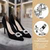 image:imageAllegra K 2 PCS Womens Square Rhinestones Shoe Clips Pearls Removable Buckles Shoe Decorations for GiftsSilverFourLeaf