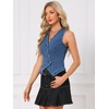 image:imageAllegra K Cropped Demin Vest Top Women V Neck Button FrontBlue