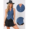 image:imageAllegra K Cropped Demin Vest Top Women V Neck Button FrontBlue
