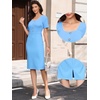 image:imageAllegra K Elegant Dresses for Womens Short Sleeve Square Neck Button Business Work Sheath DressLight Blue