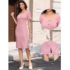 image:imageAllegra K Elegant Dresses for Womens Short Sleeve Square Neck Button Business Work Sheath DressPink