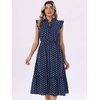 image:imageAllegra K Polka Dots Midi Dress for Womens Peasant Tie Neck Ruffle Sleeve DressesNavy Blue