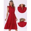 image:imageAllegra K Polka Dots Midi Dress for Womens Peasant Tie Neck Ruffle Sleeve DressesRed