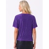 image:imageAllegra K Sequin Tops for Womens Sparkly Dolman Sleeve Disco Party Oversize Bling Glitter BlouseDark Purple