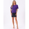 image:imageAllegra K Sequin Tops for Womens Sparkly Dolman Sleeve Disco Party Oversize Bling Glitter BlouseDark Purple