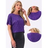 image:imageAllegra K Sequin Tops for Womens Sparkly Dolman Sleeve Disco Party Oversize Bling Glitter BlouseDark Purple