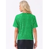 image:imageAllegra K Sequin Tops for Womens Sparkly Dolman Sleeve Disco Party Oversize Bling Glitter BlouseGreen