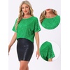 image:imageAllegra K Sequin Tops for Womens Sparkly Dolman Sleeve Disco Party Oversize Bling Glitter BlouseGreen