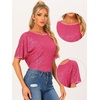 image:imageAllegra K Sequin Tops for Womens Sparkly Dolman Sleeve Disco Party Oversize Bling Glitter BlouseHot Pink