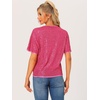 image:imageAllegra K Sequin Tops for Womens Sparkly Dolman Sleeve Disco Party Oversize Bling Glitter BlouseHot Pink