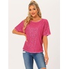 image:imageAllegra K Sequin Tops for Womens Sparkly Dolman Sleeve Disco Party Oversize Bling Glitter BlouseHot Pink
