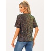 image:imageAllegra K Sequin Tops for Womens Sparkly Dolman Sleeve Disco Party Oversize Bling Glitter BlouseMulticolor