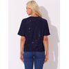 image:imageAllegra K Sequin Tops for Womens Sparkly Dolman Sleeve Disco Party Oversize Bling Glitter BlouseNavy Blue