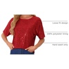 image:imageAllegra K Sequin Tops for Womens Sparkly Dolman Sleeve Disco Party Oversize Bling Glitter BlouseRed