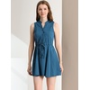 image:imageAllegra K Womens Sleeveless Dress Cotton Lace Trim Drawstring Waist Swing Aline DressesLake Blue