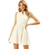 image:imageAllegra K Womens Sleeveless Dress Cotton Lace Trim Drawstring Waist Swing Aline DressesWhite