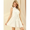 image:imageAllegra K Womens Sleeveless Dress Cotton Lace Trim Drawstring Waist Swing Aline DressesWhite