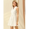 image:imageAllegra K Womens Sleeveless Dress Cotton Lace Trim Drawstring Waist Swing Aline DressesWhite