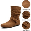 image:imageAllegra K Womens Slouch Boots Wide Calf Booties Pull on Low Heel Flats Mid Calf BootBrown