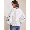 image:imageAllegra K Womens Summer V Neck Boho Mexican Embroidered Tops Peasant Blouse Lantern Sleeve Shirts Casual TopsWhite