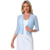 image:imageAllegra K Bolero Shrug for Womens Elegant 34 Sleeve Mesh Sheer Cardigan Formal Jacket for Evening DressesLight Blue