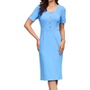 image:imageAllegra K Elegant Dresses for Womens Short Sleeve Square Neck Button Business Work Sheath DressLight Blue
