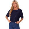 image:imageAllegra K Sequin Tops for Womens Sparkly Dolman Sleeve Disco Party Oversize Bling Glitter BlouseNavy Blue