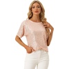 image:imageAllegra K Sequin Tops for Womens Sparkly Dolman Sleeve Disco Party Oversize Bling Glitter BlousePink