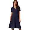 image:imageAllegra K Vintage Work Dresses for Womens 1950s Flat Collar Short Sleeve Fit and Flare DressNavy Blue