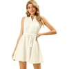 image:imageAllegra K Womens Sleeveless Dress Cotton Lace Trim Drawstring Waist Swing Aline DressesWhite