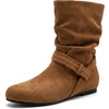 image:imageAllegra K Womens Slouch Boots Wide Calf Booties Pull on Low Heel Flats Mid Calf BootBrown