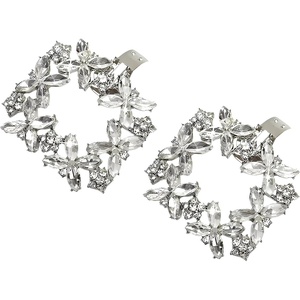 image:imageAllegra K 2 PCS Womens Square Rhinestones Shoe Clips Pearls Removable Buckles Shoe Decorations for GiftsSilverFourLeaf
