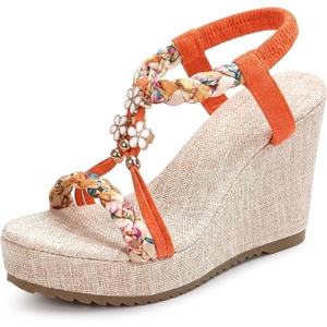 image:imageAllegra K Womens Bohemia Pull on Platform Wedge Heel SandalsOrange2